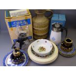 DAVENPORT WILLOW PATTERN PLATES, large West German pottery jug, boxed percolators ETC