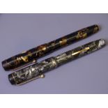 MENTMORE - Vintage (1930s) Brown and Black Marble Mentmore Auto-Flow fountain pen with gold plated