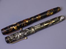 MENTMORE - Vintage (1930s) Brown and Black Marble Mentmore Auto-Flow fountain pen with gold plated