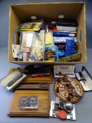 VINTAGE WOODEN & OTHER DESK TIDY/PEN RESTS, pencils, pens and other associated equipment in used and