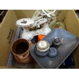 CAST IRON KITCHEN SCALES & WEIGHTS, Limoges mortar and pestle, Terracotta ware and a stylish mid-