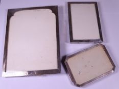 SILVER PORTRAIT FRAMES WITH EASEL BACKS (3) including a 15.5 x 10.25cms plain example, Birmingham