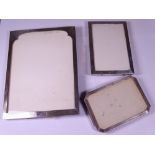 SILVER PORTRAIT FRAMES WITH EASEL BACKS (3) including a 15.5 x 10.25cms plain example, Birmingham