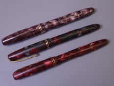 BURNHAM - two Vintage (1950s) Burnham No.54 fountain pens: 1 Burgundy Marble No.54 (no barrel