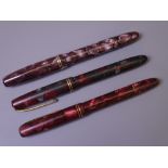 BURNHAM - two Vintage (1950s) Burnham No.54 fountain pens: 1 Burgundy Marble No.54 (no barrel