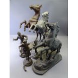 SPELTER MARLEY & OTHER HORSE FIGURINES & OTHERS