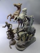 SPELTER MARLEY & OTHER HORSE FIGURINES & OTHERS