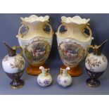 CARLTONWARE & OTHER DECORATIVE JUGS & VASES, three pairs