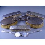 SILVER JAM SPOONS, a pair, Birmingham 1900, harlequin dressing table brush set, various hallmarks