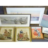 OXFORD & CAMBRIDGE BOAT RACE etching circa 1869 and an assortment of paintings/prints and