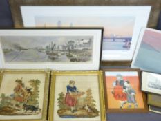 OXFORD & CAMBRIDGE BOAT RACE etching circa 1869 and an assortment of paintings/prints and