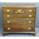 GEORGIAN MAHOGANY CHEST OF DRAWERS with three short over three long drawers, drop handles with