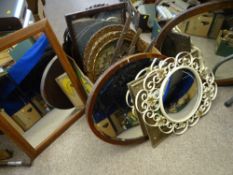 GILT, OAK, MAHOGANY and other framed wall mirrors, two W S & S Austrian type scene wall chargers