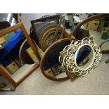 GILT, OAK, MAHOGANY and other framed wall mirrors, two W S & S Austrian type scene wall chargers