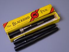 BLACKBIRD MABIE TODD - Three vintage Black Blackbird Mabie Todd Self Filler fountain pens: 1.)