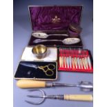 MAPPIN & WEBB CASED SERVING SPOONS, EPNS marrow scoop, travel beaker in fitted box ETC