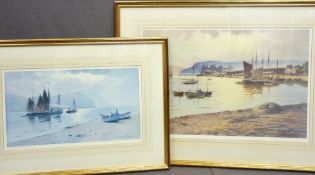 WARREN WILLIAMS prints - sunset over Conwy, 121/850, 38 x 57cms and - The beach at Deganwy, 97/