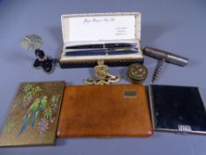 PARKER 45 CONVERTIBLE & SHEAFFER FOUNTAIN PEN in Parker box, lady's compact, cigarette cases and