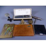 PARKER 45 CONVERTIBLE & SHEAFFER FOUNTAIN PEN in Parker box, lady's compact, cigarette cases and