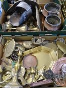 VINTAGE & LATER COPPER & BRASSWARE (within 2 boxes)