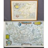 BUPTISTA BOAZIA - map of Ireland, 57 x 90cms and 'Saxtons' map of Pembrokeshire 1578, 40 x 52cms