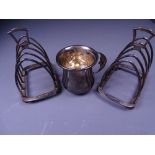 SILVER TOAST RACKS, a pair, Birmingham 1947, makers Hukin & Heath Ltd, both four section with
