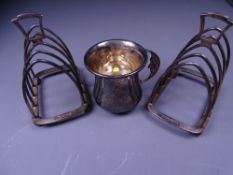 SILVER TOAST RACKS, a pair, Birmingham 1947, makers Hukin & Heath Ltd, both four section with