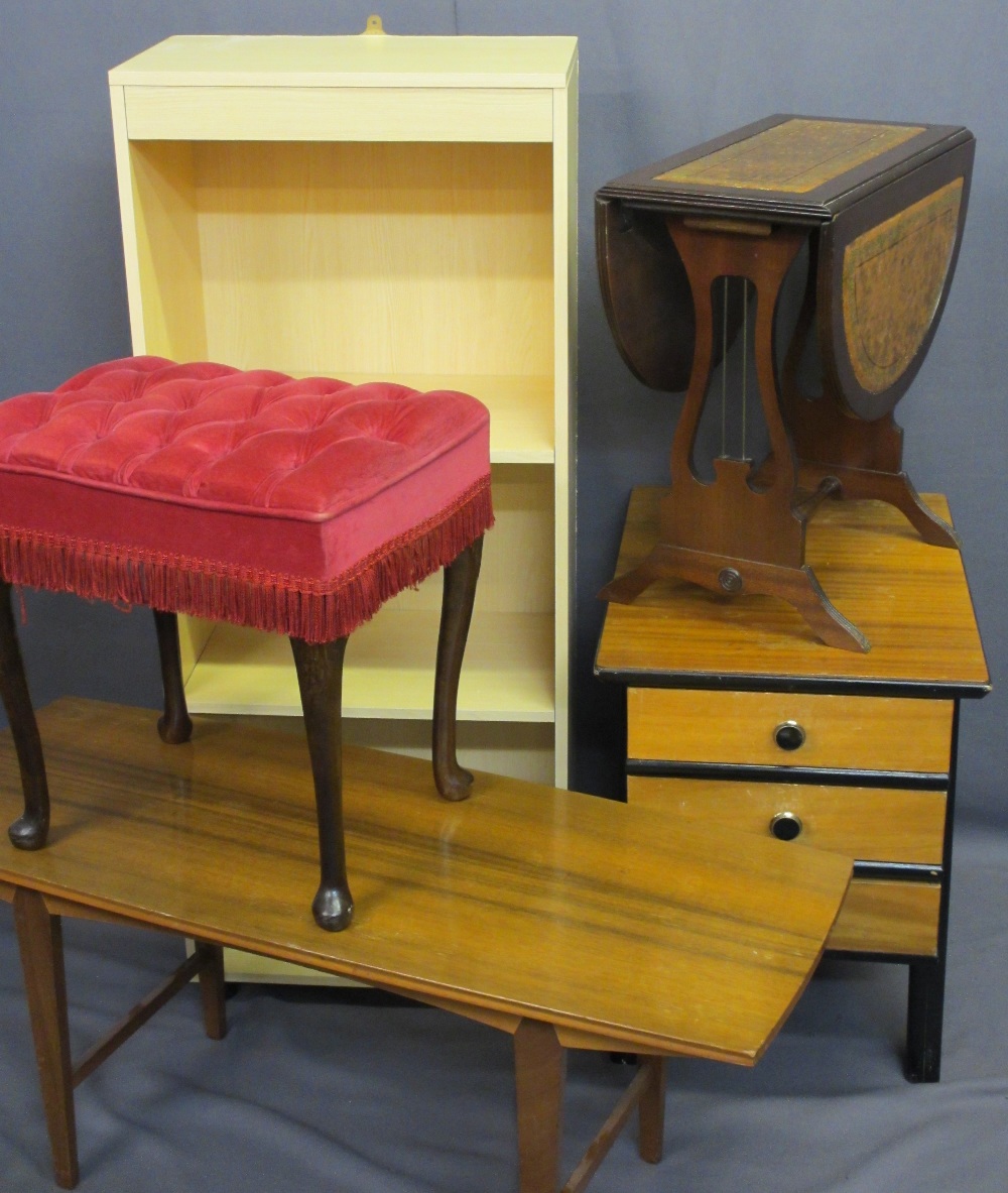 VINTAGE & MODERN FURNITURE PARCEL including a melamine open bookcase, stylish mid-century three