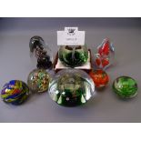 COLOURFUL GLASS PAPERWEIGHTS, a collection of eight