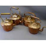 VICTORIAN & OTHER COPPER KETTLES (4), one with acorn knop