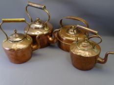 VICTORIAN & OTHER COPPER KETTLES (4), one with acorn knop