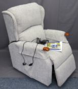 PRESTBURY ELECTRIC RECLINING ARMCHAIR in contemporary stone and fleck upholstery E/T