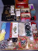 VINTAGE & LATER COSTUME JEWELLERY, a mixed quantity on two trays