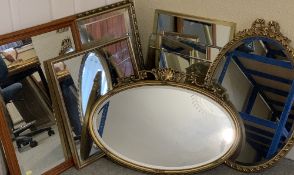 MIRRORS - for wall hanging, an assortment (7) - typical size 70 x 50cms