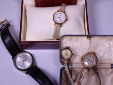 TWO VINTAGE 9CT GOLD CASED LADY'S WRISTWATCHES on expanding metal straps, one marked Accurist anti-