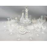 GLASSWARE - a good rummer, decanters, silver lidded jam pot ETC