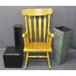 MODERN FURNITURE - lightwood rocking chair, 110cms H, 67cms W, 82cms D, metal plant stand, CD
