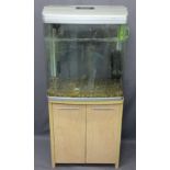 'AQUA ONE' CURVED GLASS AQUARIUM, model Aqua Style 620T, with a modern two door cupboard E/T