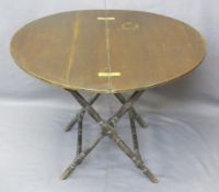 FOLDING COACHING TABLE on an 'X' frame base, 61cms H, 90cms diameter