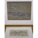 ALLEN W SEABY - watercolour, label verso - 'The needles from Barton', signed, 28 x 36cms and ALLEN W