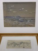 ALLEN W SEABY - watercolour, label verso - 'The needles from Barton', signed, 28 x 36cms and ALLEN W