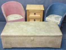 FURNITURE PARCEL to include Loom style chairs (2), a three drawer bedside chest, 64cms H, 46cms W,