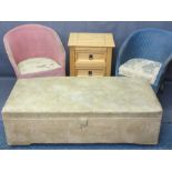 FURNITURE PARCEL to include Loom style chairs (2), a three drawer bedside chest, 64cms H, 46cms W,