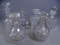 GLASS DECANTERS, A PAIR and three other quality with stoppers