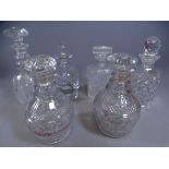 GLASS DECANTERS, A PAIR and three other quality with stoppers