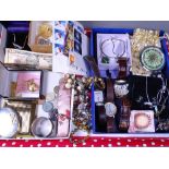 SILVER & OTHER COSTUME JEWELLERY, lady's and gent's watches, cash, silver napkin ring and other