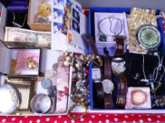 SILVER & OTHER COSTUME JEWELLERY, lady's and gent's watches, cash, silver napkin ring and other