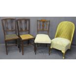 CHAIRS, A PARCEL to include Rosewood inlay chair, two cane seated and a Loom style