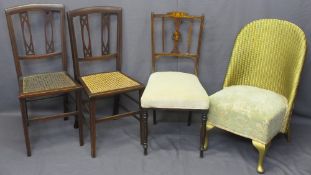 CHAIRS, A PARCEL to include Rosewood inlay chair, two cane seated and a Loom style