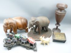TREEN - ornamental elephants, a collection, other treen items ETC